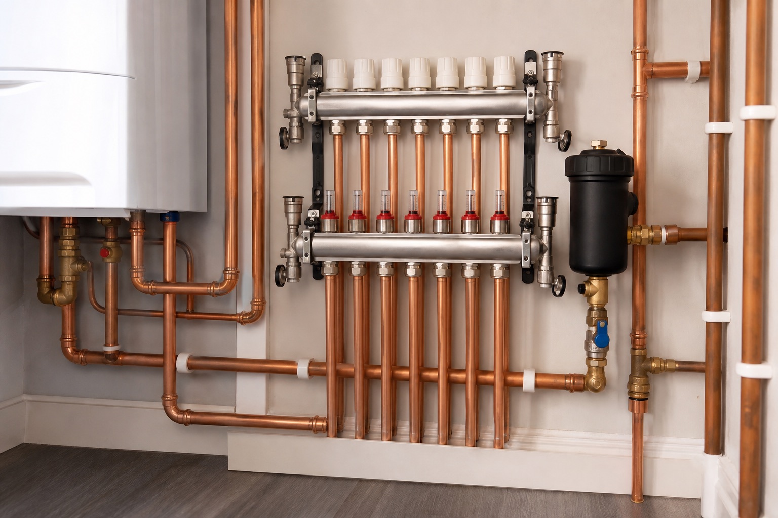 Illustrative central heating pipework