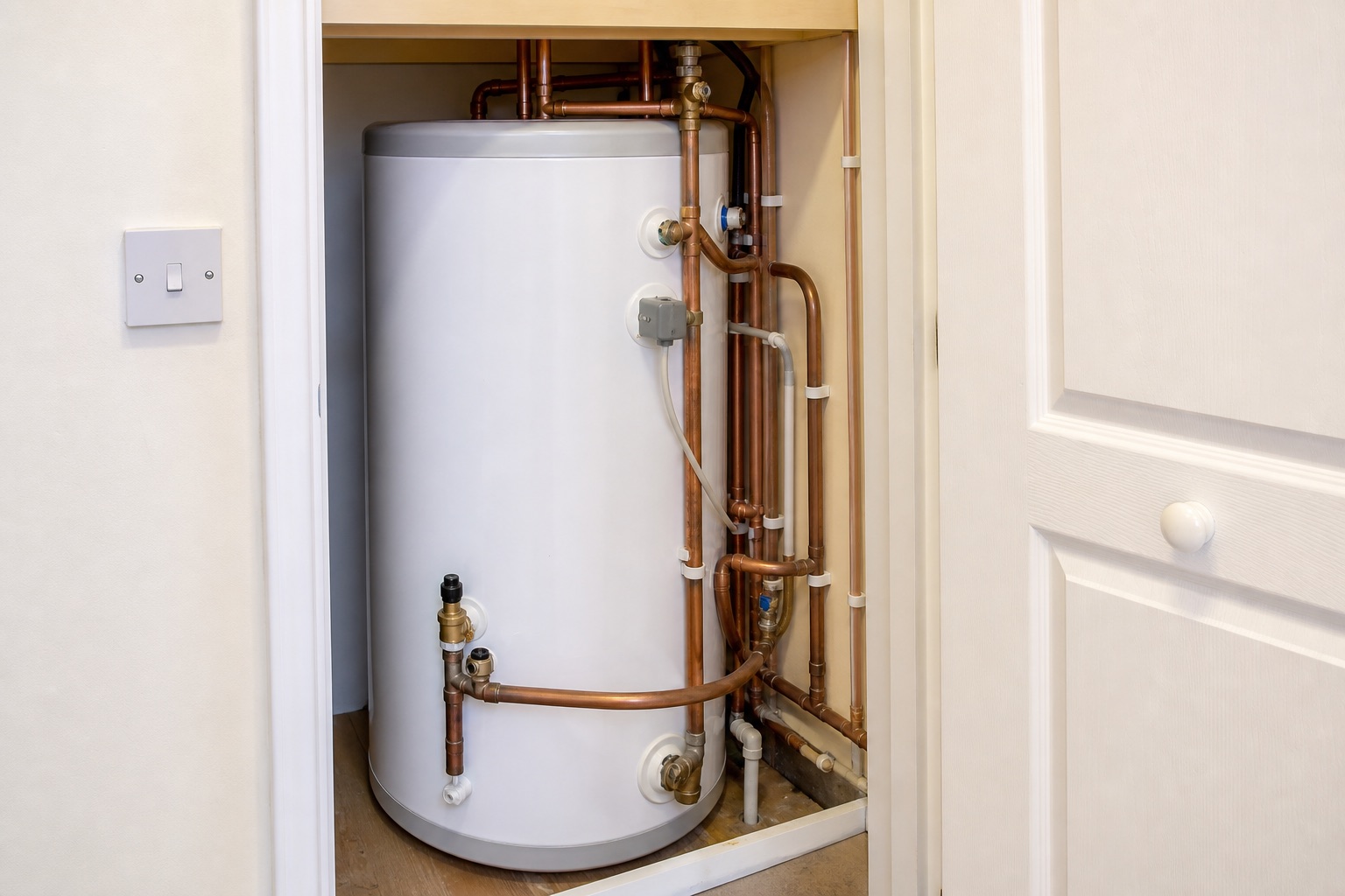Illustrative hot water cylinder installation